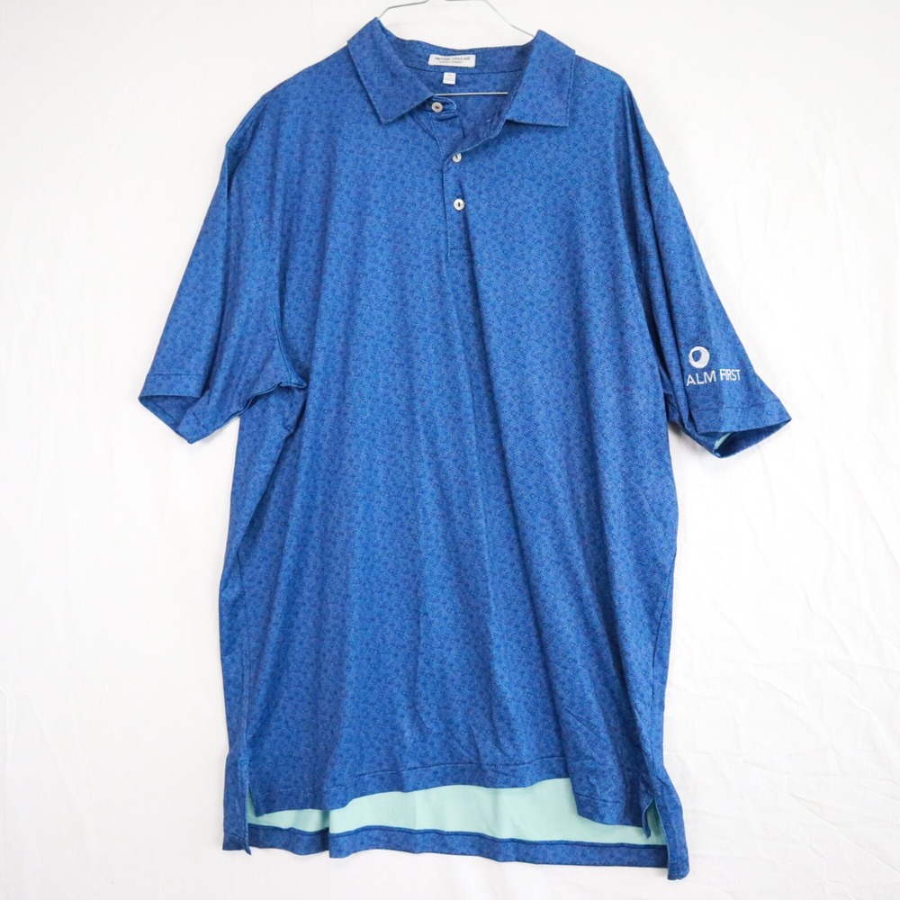 Peter Millar Polo Shirt Mens‎ XL Summer Comfort Golf Blue Short Sleeve ALM First